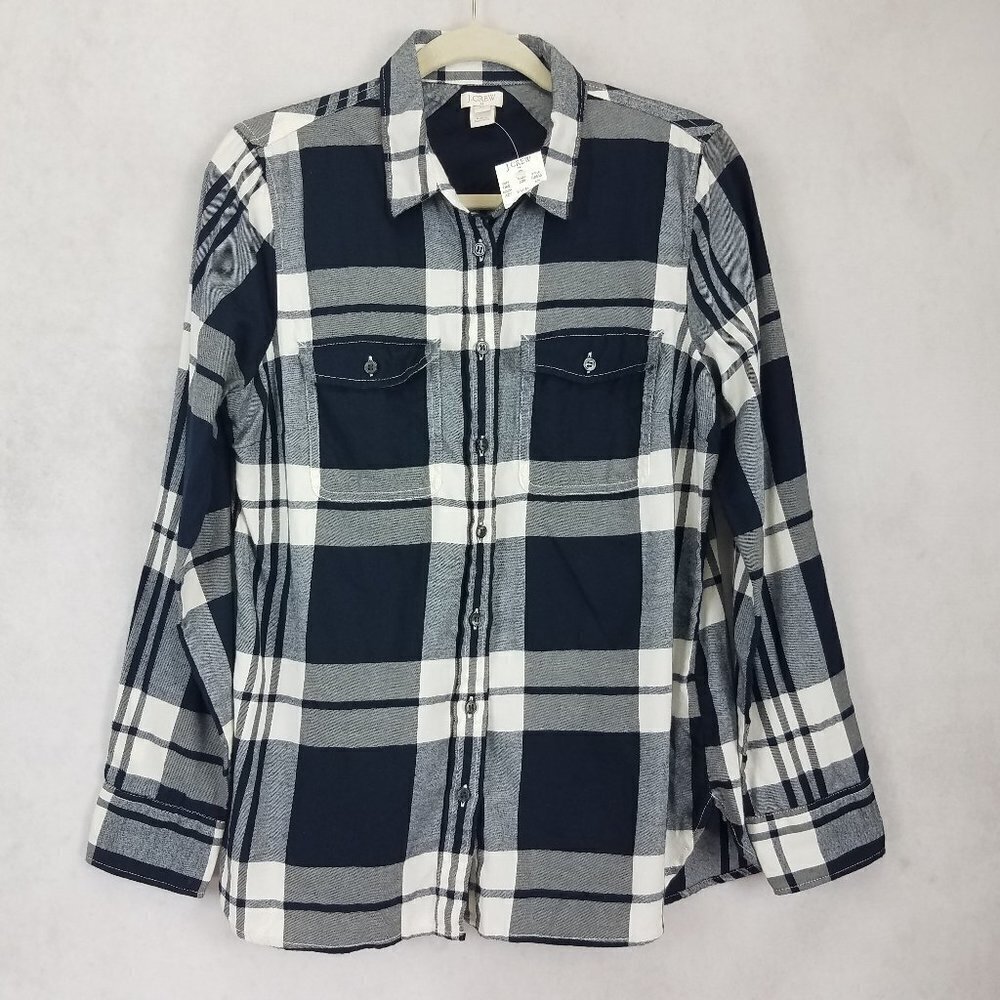NEW J. Crew Size M Plaid Popover Button-down Shirt Style C8588